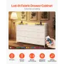 9 Drawer Dresser, Tall Drawer Dresser with Fabric Bin, Closet Storage Drawers with Sturdy Metal Frame, LED Lights & Built-in Out