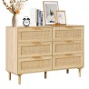 Ratting skuffe Dresser Natural Rattan Closet Dresser 6 skuffer til soveværelse