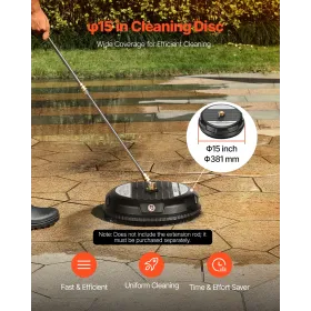 15 "Trykskive Surface Cleaner 4 Wheels 3000 Max Psi Plastic Black