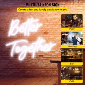 Neon Sign, 24" x 10" + 17" x 9" Better Together, Adjustable Brightness White Neon Lights Signs with Dimmer Switch and 12V Power