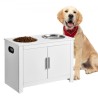 Pet Feeding Station w/ 2 Elevated Dog Bowls Dog Food & Toy Storage Cabinet