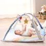 Baby Play Gym Mat, Tummy Time Mat with 6 Sensory Toys, Baby Activity Mat with Light-up Musical Rocket Toy for 0-18 Month Newborn
