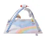 Baby Play Gym Mat, Tummy Time Mat with 6 Sensory Toys, Baby Activity Mat with Light-up Musical Rocket Toy for 0-18 Month Newborn