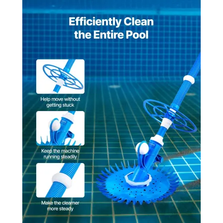 Suction Pool Cleaner, Automatic Pool Vacuum Cleaner, Suction Side Automatic Pool Cleaner, Suction Vacuum Pool Sweeper with 12 Ho