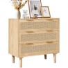 Rattan Drawer Dresser Natural Rattan Closet Dresser 3 Drawers for bedroom