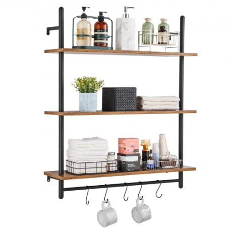 Industrial Pipe Shelf 3 Tier 32x9.84in Wall-Mount for Kitchen Bedroom