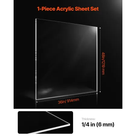 1-pakke plexiglas akrylplade 36 x 48 tommer plastikplade 1/4