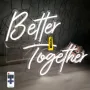 Neon Sign, 24" x 10" + 17" x 9" Better Together, Adjustable Brightness White Neon Lights Signs with Dimmer Switch and 12V Power 