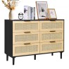 Ratting skuffe Dresser Natural Rattan Closet Dresser 6 skuffer til soveværelse