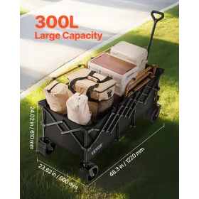 Extended Folding Wagon Carts 300L&450LB Heavy Duty Collapsible Garden Cart