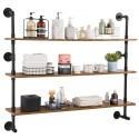 Industrial Pipe Shelf 3 Tier 48x9.84in Wall-Mount for Kitchen Bedroom