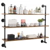 Industrial Pipe Shelf 3 Tier 48x9.84in Wall-Mount for Kitchen Bedroom