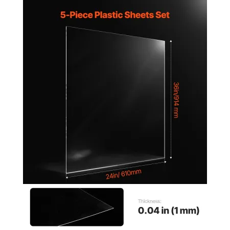 5-pakke PET/PLEXIGLASS SHEETER 24 x 36 tommer plastikplader
