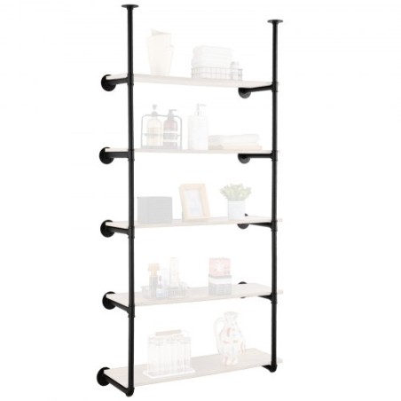 Industrial Pipe Shelf 5 Tier 2PCS 9.84in W Wall-Mount Planks NOT Included