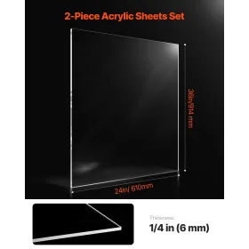 2-Pack Plexiglass Acrylic Sheets 24 x 36 Inch Plastic Sheets 1/4 In Thick