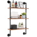 Industrial Pipe Shelf 3 Tier 24x7.87in Wall-Mount for Kitchen Bedroom