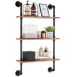 Industrial Pipe Shelf 3 Tier 24x7.87in Wall-Mount for Kitchen Bedroom