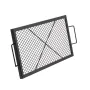 X-Marks Fire Pit Grill Grate, Rectangle Cooking Grate, Heavy Duty Steel Campfire BBQ Grill Grid with Handle & Support X Wire, Po