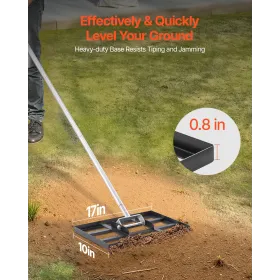 10x17in græsplæne nivellering rake 78 i justerbart håndtag til golfbanen
