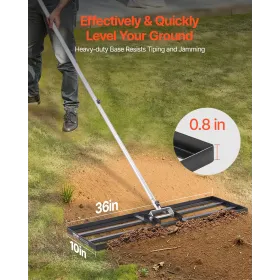 10x36in græsplæne nivellering rake 83.9 i justerbart håndtag til gårdgolfbanen
