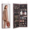 Mirror Jewelry Cabinet 42.52in Lockable Wall or Door Mounted Armoire Brown