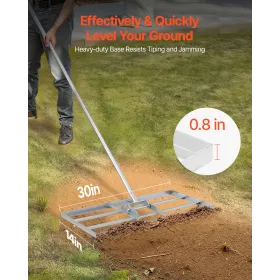 14x30in græsplæne nivellering rake 78 i justerbart håndtag til golfbanen