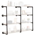 Industrial Pipe Shelf 4 Tier 3pcs 11,8in W vægmonteringsplanker ikke inkluderet