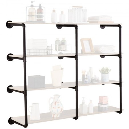 Industrial Pipe Shelf 4 Tier 3PCS 11.8in W Wall-Mount Planks NOT Included