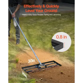 10x30in græsplæne nivellering rake 83.9 i justerbart håndtag til golfbanen