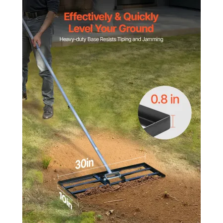 10x30in græsplæne nivellering rake 83.9 i justerbart håndtag