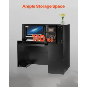 Reception Desk L-Shaped Front Counter Table 55.12 in Black Office Table