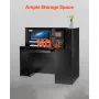 Reception Desk, 55.12 x 31.50 x 47.24 in L-Shaped Front Counter Table, Office Reception Counter with Drawer Keyboard Tray and St