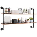 Industrial Pipe Shelf 2 Tier 48x 9.84in Wall-Mount for Kitchen Bedroom