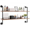 Industrial Pipe Shelf 2 Tier 48x 9.84in Wall-Mount for Kitchen Bedroom