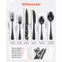 48-Piece Black Silverware Set with Steak Knives, Food-Grade Stainless Steel Flatware Utensils for 8, Mirror Finished Cutlery Set