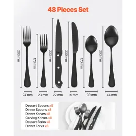 48-Piece Silverware Set Stainless Steel Cutlery Flatware Utensils for 8