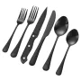 48-Piece Black Silverware Set with Steak Knives, Food-Grade Stainless Steel Flatware Utensils for 8, Mirror Finished Cutlery Set
