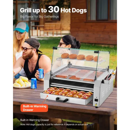 30 hotdog 11 rullelektrisk grill komfurmaskine bolle varmere