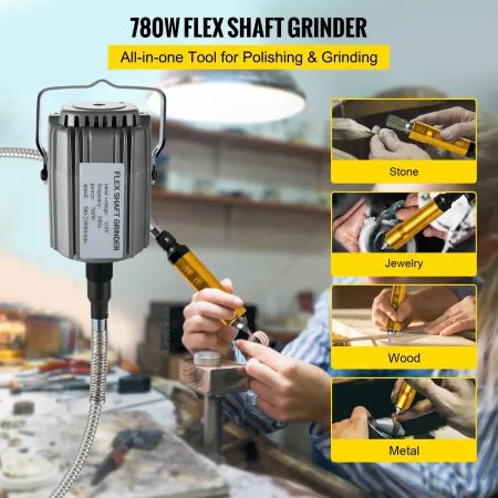 Flex Shaft Grinder 780W Rotary Tool 500-23000RPM Rotary Carver with 0.635 cm 3-Jaw Chuck & Stepless Speed Foot Pedal Hanging Gri