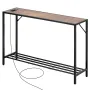 Narrow Console Sofa Table, 41.7” Behind Couch Table with Power Outlets, 2-Tier Long Entryway Table, Narrow Sofa Table with Metal