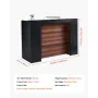 Reception Desk, 62.99 x 23.62 x 43.70 in Rectangular Front Counter Table, Office Reception Desk Front Retail Counter with LED Li