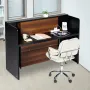 Reception Desk, 62.99 x 23.62 x 43.70 in Rectangular Front Counter Table, Office Reception Desk Front Retail Counter with LED Li