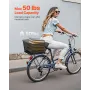 Rear Bike Basket, Wire Mesh Bicycle Basket with Cargo Net & Waterproof Cover, Durable Metal Bike Back Basket, Fits Most Rear Bik
