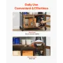 Coffee Bar Cabinet, 24.1 x 14.2 x 27.8 in Farmhouse Coffee Bar Cabinet with 4-Tier Storage, Movable Coffee Bar Table with Wheels