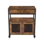 Coffee Bar Cabinet, 24.1 x 14.2 x 27.8 in Farmhouse Coffee Bar Cabinet with 4-Tier Storage, Movable Coffee Bar Table with Wheels