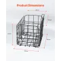 Rear Bike Basket, Folding Wire Bicycle Basket with Cargo Net, Removable Liner Bag & Waterproof Cover, Quick Release Design Bike 