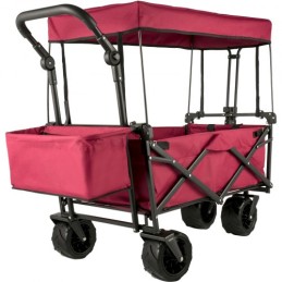 Collapsible Wagon Cart, Foldable Wagon Cart w/ Removable Canopy 600D Oxford Cloth, Collapsible Wagon Oversized Wheels Portable