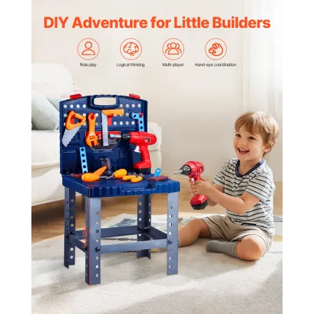 Kids Workbench 56 PCS -værktøjsbænk med realistiske værktøjer