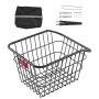 Rear Bike Basket, Metal Wire Bicycle Basket with Reflective Tail Light & Waterproof Cover, Durable Bike Back Basket, Fits to Mos