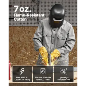 Flame-Resistant Welding Jacket 7oz FR Cotton Welding Safety Jacket XL Size